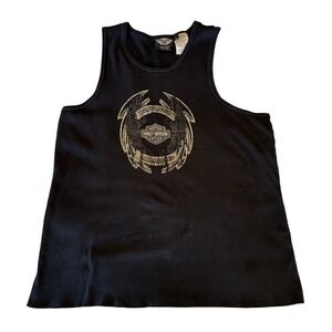 Harley Davidson Women's Black Tank Top Size XL Winged Logo Motorcycles